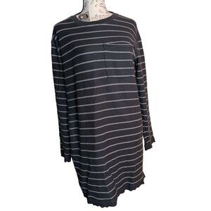 ATM Gray White Striped Long Sleeve Medium Woo% Pima Cotton Dress